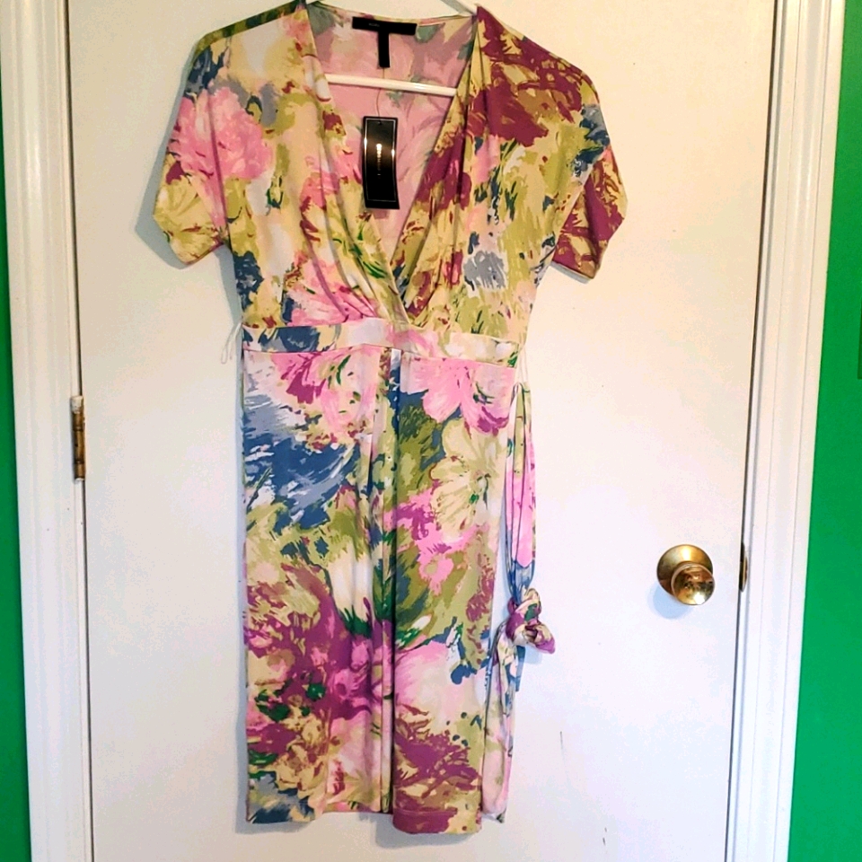New Bcbgmaxazria "Avery" Multi Pink Floral Mid Dress